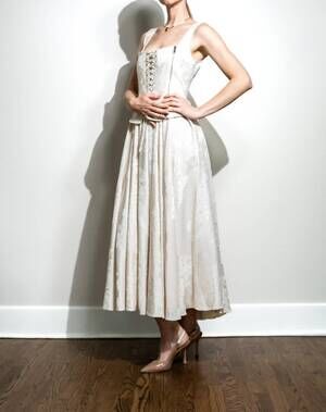 NEW NOCTURNE anastasia corset midi dress in beige